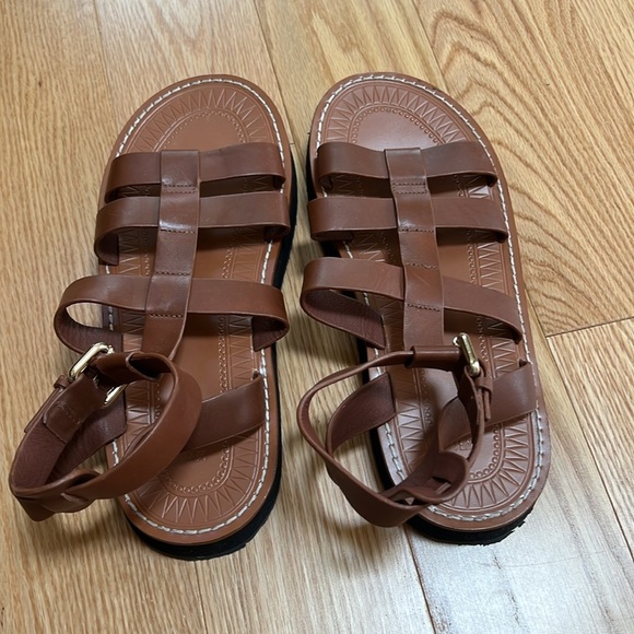 NWOT! Zara SZ 40 /9, brown leather fisherman sandals. - Picture 4 of 13